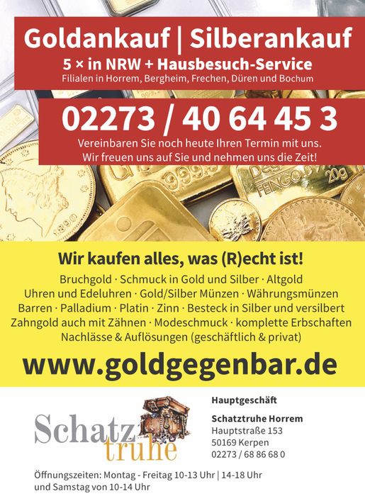 Bilder und Fotos zu Schatztruhe GmbH & Co. KG Juwelier Goldankauf Uhren +  Schmuck in Frechen, Hauptstr.