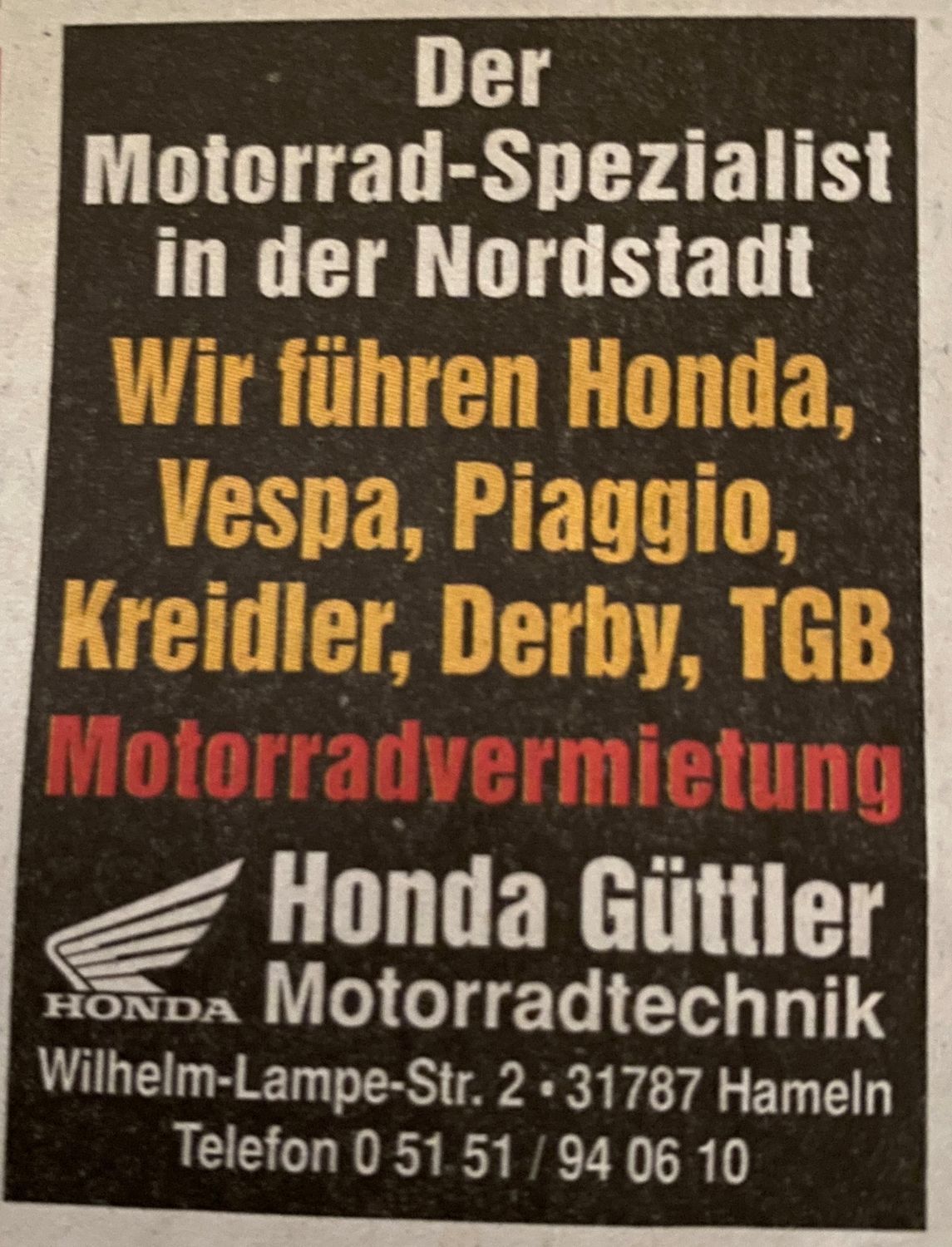 Güttler Harald Motorradtechnik - 3 Bewertungen - Hameln Nordstadt -  Wilhelm-Lampe-Str. | golocal