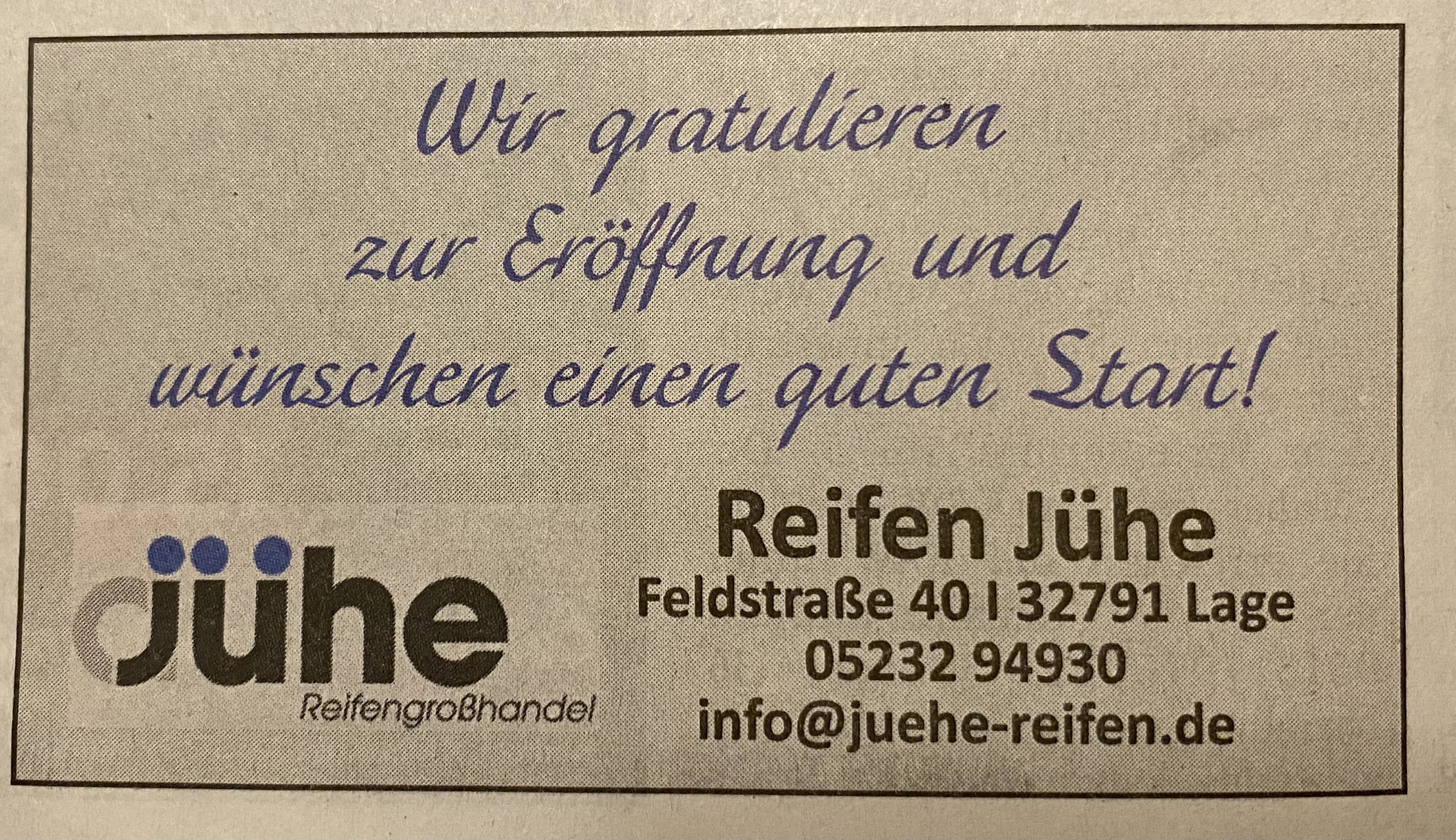Reifengroßhandel A. Jühe GmbH in 32791 Lage