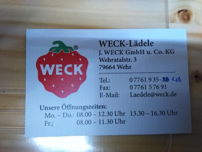 Weck J. GmbH u. Co. KG - 1 Bewertung - Öflingen Gemeinde Wehr in Baden  Öflingen - Wehratalstr. | golocal