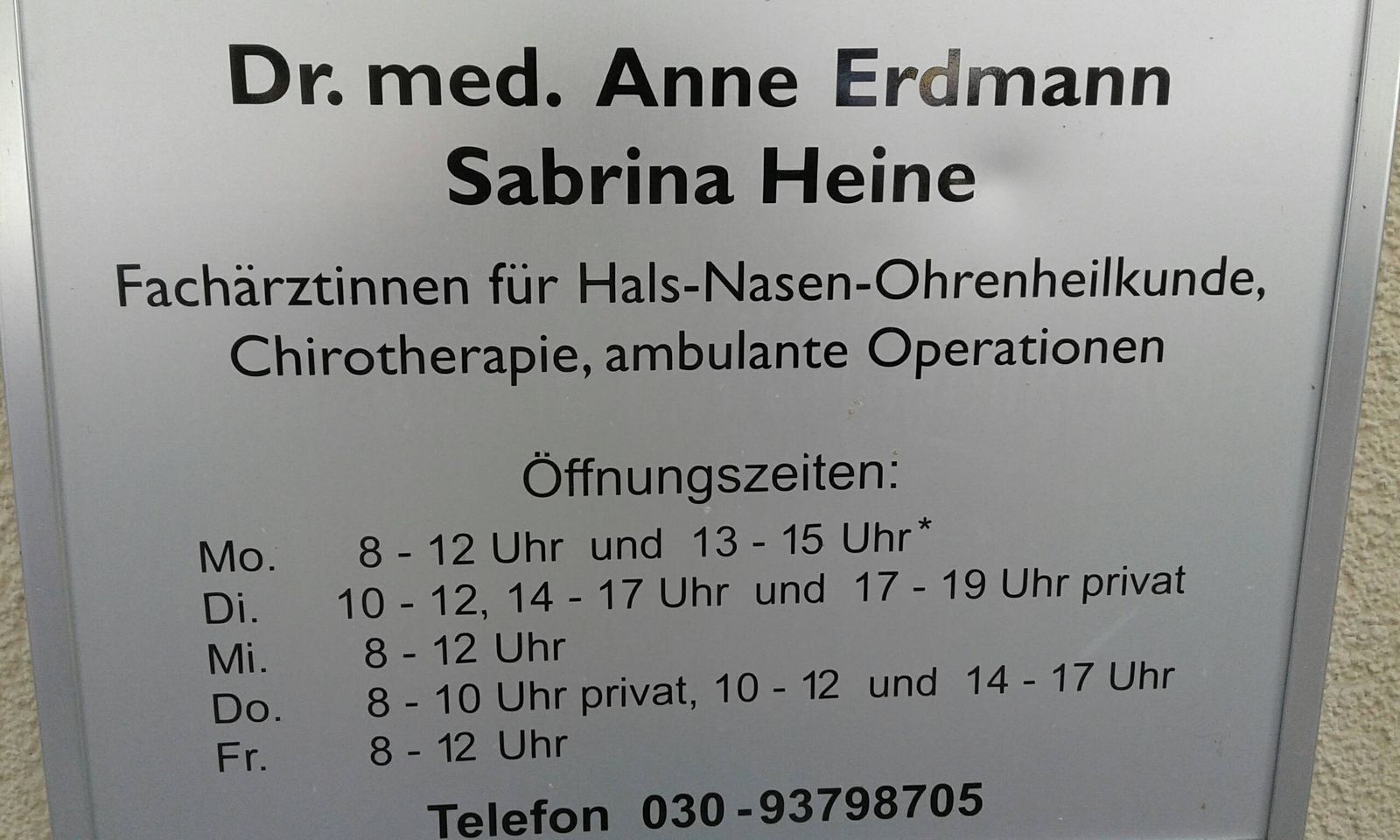 HNO-Praxis Erdmann/Heine Dr. Fachärzte für HNO in Berlin ⇒ in Das Örtliche