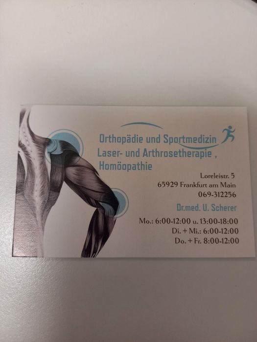 Scherer Ulrich Orthopäde-Sportmedizin - 3 Bewertungen - Frankfurt am Main  Unterliederbach - Loreleistr. | golocal